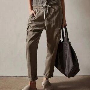 James Perse Women's Cargo Pant Cotton High Rise Pull In Drawstring Size 0/XS